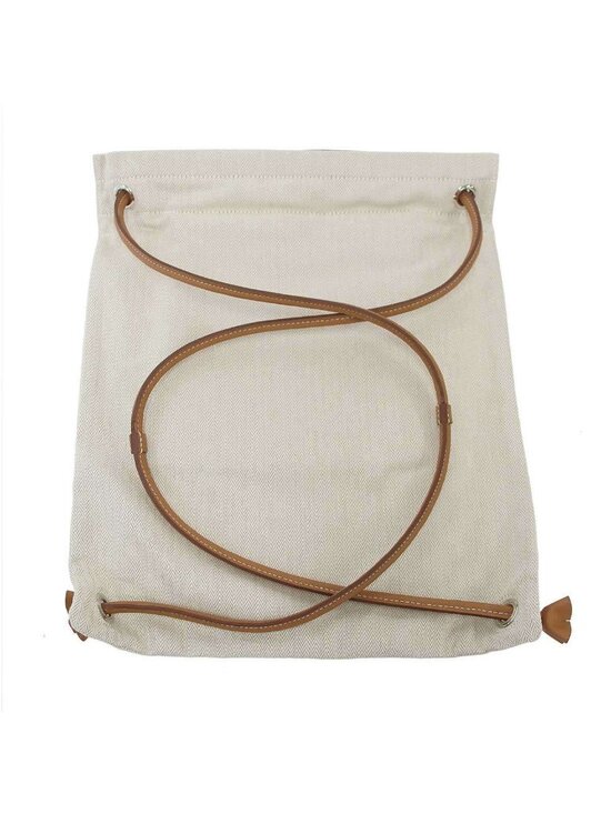 Hermes Aline Toile Chevron MM Toileche Blanc 2-Way Shoulder Backpack Beige main image 7